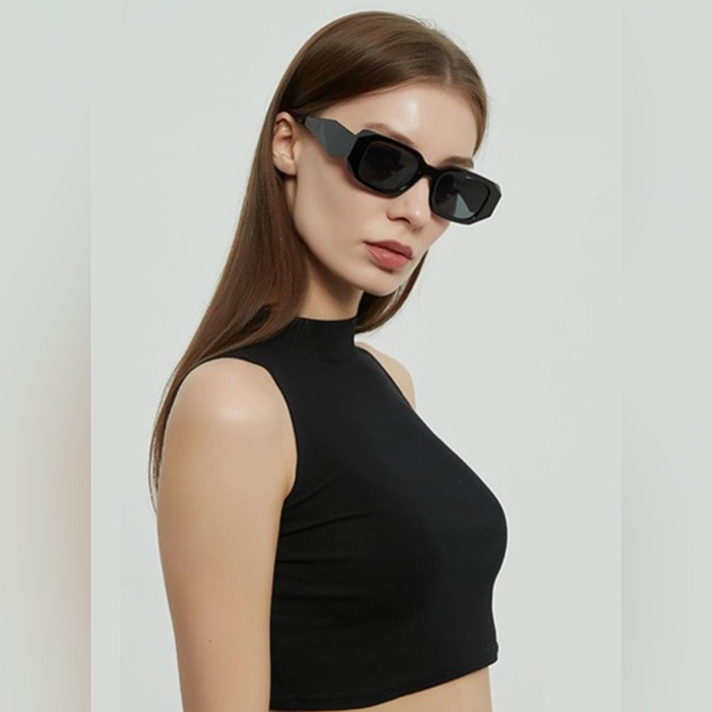 LAST DAY SALE - Black Rectangular Fashion Sunglasses